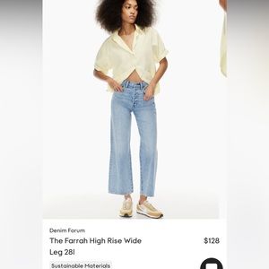 Aritzia Denim Forum Farrah High Rise Wide Leg 28L